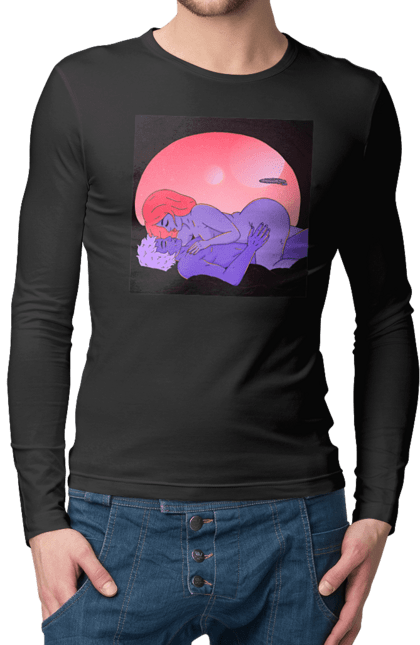 Чоловічий лонгслів з принтом "Інопланетяни Дівчина І Хлопець". Голі, дівчина, хлопець. 2070702