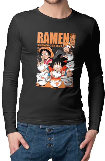 Men's longsleeve with prints Ramen. Anime, characters, food, goku, luffy, manga, naruto, ramen. 2070702