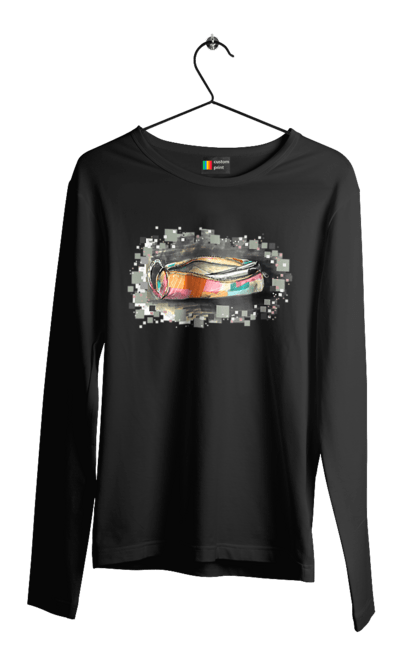 Чоловічий лонгслів з принтом "Пенал Авторський малюнок". Ексклюзив, канцтовари, малюнок, малюнок від руки, олівець, пенал, ручка, школа. 2070702