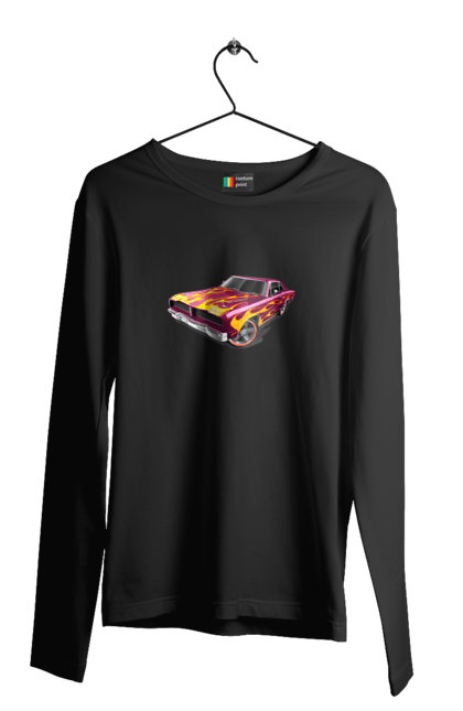 Чоловічий лонгслів з принтом "Кастом автомобіль". Авто, автомобіль, аерографія, вогонь, кастом, машина, полум я, тюнінг. 2070702