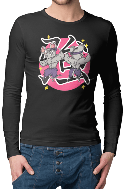 Men's longsleeve with prints Demon Slayer Uzui Tengen's mice. Anime, demon slayer, kimetsu no yaiba, manga, mice, serial, tengen, tengen uzui, uzui. 2070702