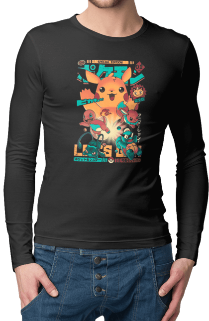 Чоловічий лонгслів з принтом "Пакемон". Anime, pokemon, x та y, xy z, алмаз та перли, біле та чорне, бойовий вимір, галактичні битви, долі суперників, игри, майстер пригоди, переможці ліги синно, покемон бульбазавра, покемон сквірта, покемон чармандера, пригоди в колос, пригоди у юнові, серіал покемон, хлопчик еш. 2070702