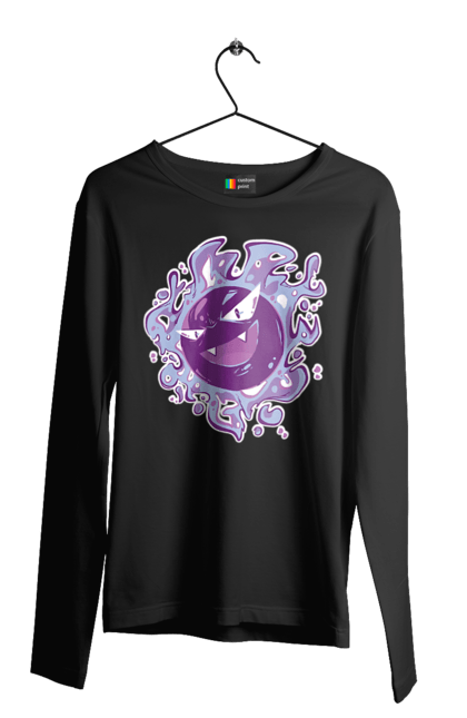 Men's longsleeve with prints Pokemon Gastly. Anime, games, gastly, nintendo, pokemon, pokemon go. 2070702