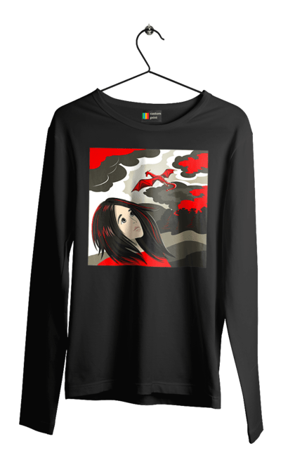 Men's longsleeve with prints Girl and dragon. Dragon, fantasy, romance, young woman. 2070702