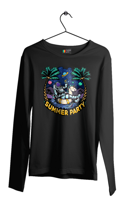 Чоловічий лонгслів з принтом "Літній Паті З Космонавтом". Космонавт, космос, літо. 2070702