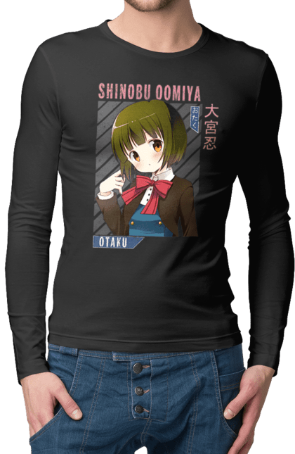 Men's longsleeve with prints Kiniro Mosaic Shinobu Omiya. Anime, gold mosaic, kiniro mosaic, kinmoza, manga, shinobu, shinobu omiya. 2070702