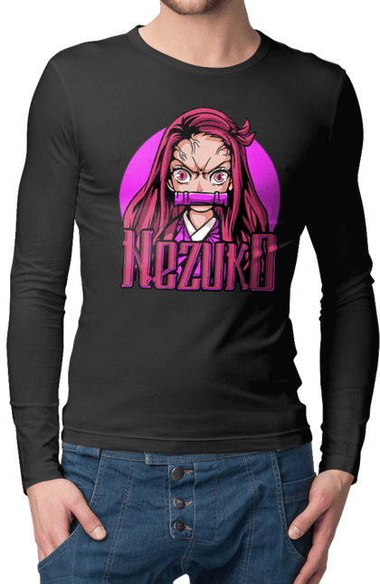 Men's longsleeve with prints Demon Slayer Nezuko. Anime, demon slayer, kimetsu no yaiba, manga, nezuko, serial. 2070702