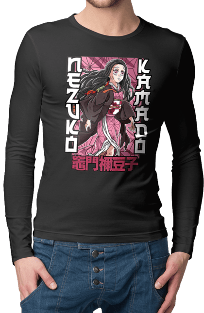 Men's longsleeve with prints Demon Slayer Nezuko. Anime, demon slayer, kimetsu no yaiba, manga, nezuko, serial. 2070702