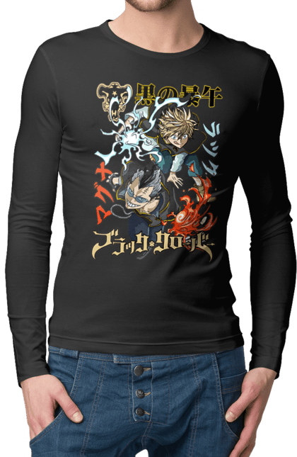 Мужской лонгслив с принтом Black Clover Магна Свинг и Лакк Вольтия. Anime, black clover, luck voltia, magna swing, manga, wizard king, аниме, лакк вольтия, магна свинг. 2070702