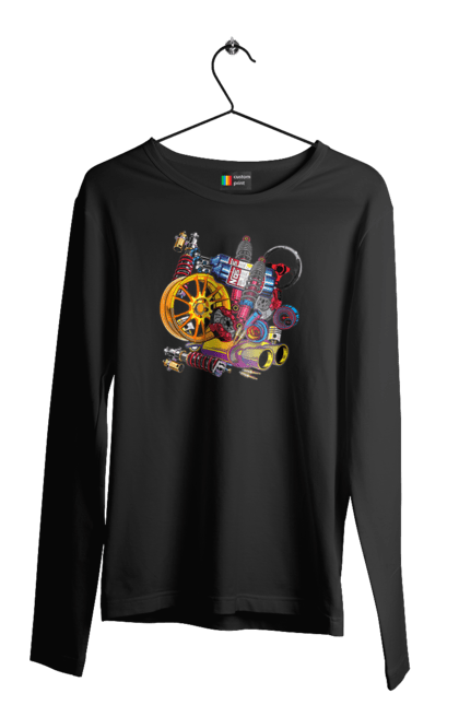 Чоловічий лонгслів з принтом "Автозапчастини". Автозапчастини, гонка, драгрейсинг, драйв, машина, стрітрейсинг. 2070702
