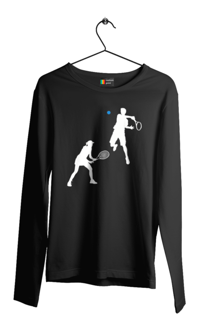 Чоловічий лонгслів з принтом "Теніс". Великий теніс, гравці, грунт, м`яч, призовий фонд, ракетка, спонсор, турнір на ґрунті, турнірна сітка, хард. 2070702