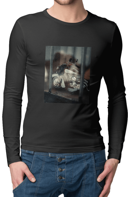Чоловічий лонгслів з принтом "Мото". Байк, дорога, мото, сила, швидкість. 2070702