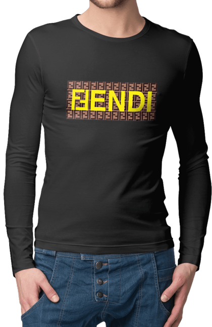 Чоловічій лонгслів з принтом "Fendi". Fendi, lvmh, бренд, будинок моди, італія, люкс, мода, одяг, сумка, фенді. 2070702