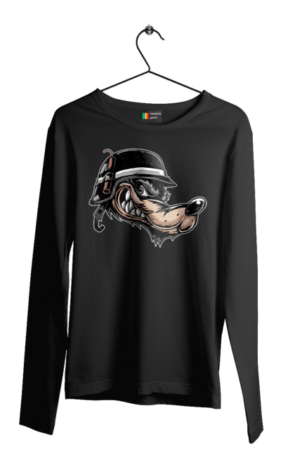 Чоловічий лонгслів з принтом "Вовк Байкер". Байк, байкер, вовк, волчара, захоплення, змагання, зуби, каска, мото, мотор, мотоцикл, мотоцикліст, мульт, мультик, мультфільм, мультяшний, ну почекай, посмішка, спорт, стиль, стильний, усмішка, хобі, шолом. 2070702