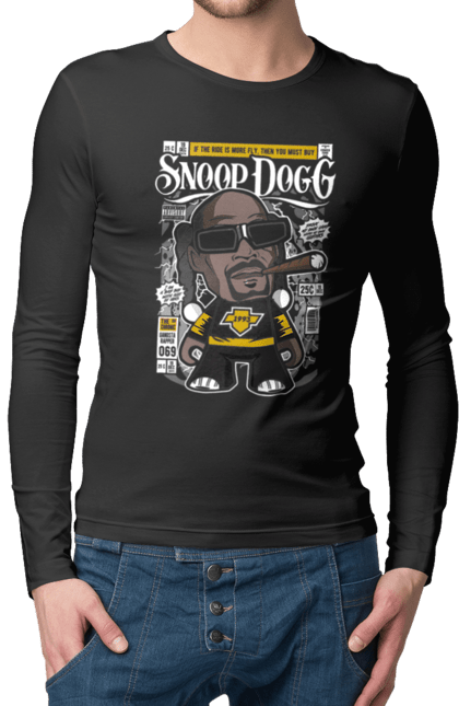 Чоловічій лонгслів з принтом "Snoop Dog". Західний берег, пес, підглядати, реп, собака-підглядальник. Funkotee