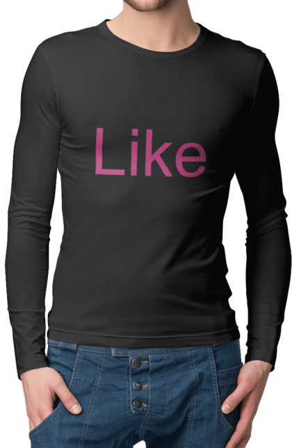 Чоловічій лонгслів з принтом "Like". Like, життя, кохання, лайк, надпис. CustomPrint.market
