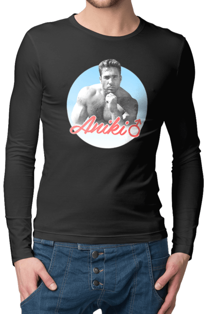 Чоловічий лонгслів з принтом "Біллі Херрінгтон". Аніки, біллі, біллі херрінгтон, гачі, гачімучі, гумор, прикольна, херрінгтон. 2070702