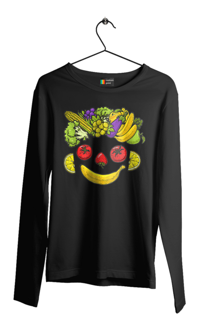 Чоловічий лонгслів з принтом "Зсж Посмішка". Зож, овоч, посмішка, фрукт. 2070702