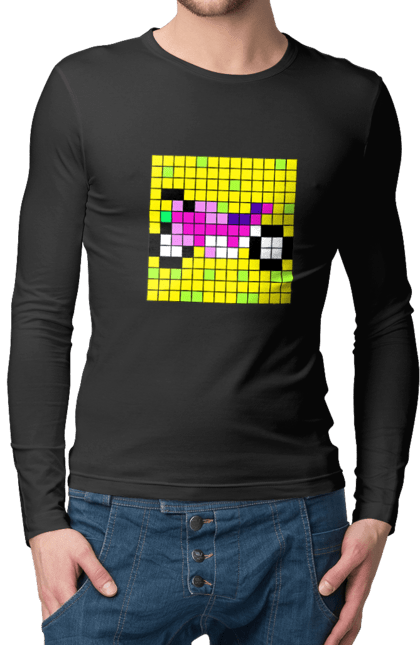 Men`s longsleeve with prints Pixel Bike. Bike, bright, color, motorcycle, pixel. 2070702