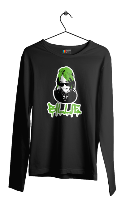 Чоловічий лонгслів з принтом "Billie Eilish". Активістка, біллі айліш, мизукант, права, співачка, тварини. 2070702