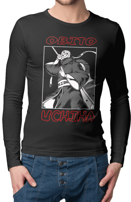 Чоловічій лонгслів з принтом "Наруто". Naruto, obito uchiha, аніме, манга, наруто, ніндзя, персонаж, серіал. 2070702