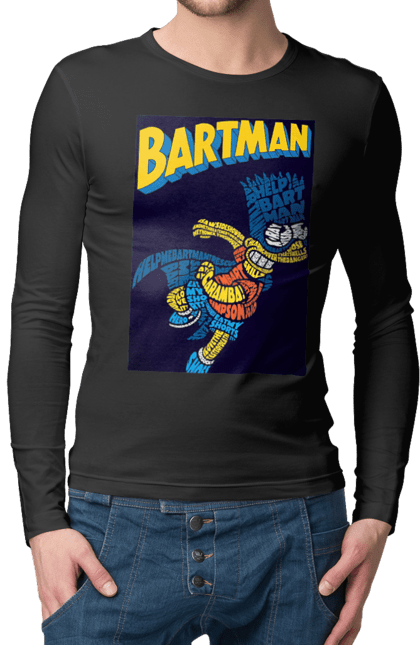 Чоловічій лонгслів з принтом "Симпсоны". Барт, мультфильм, симпсоны, супергерой, супермен. CustomPrint.market