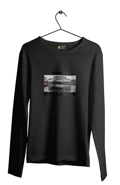 Чоловічий лонгслів з принтом "Додж челенджер". Автомобіль, американська легенда, додж челенджер, культове авто, масл кар, потужний автомобіль. 2070702