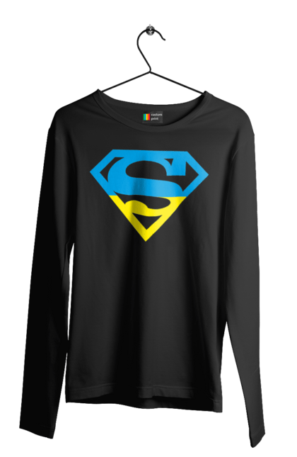 Чоловічий лонгслів з принтом "Україна супер". Символіка, супер, україна. 2070702