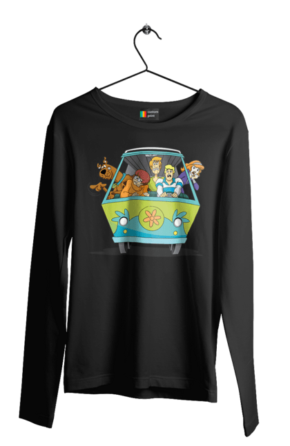 Чоловічий лонгслів з принтом "Скубі Ду, Машина". Авто, мультик, скубі ду, собака. 2070702