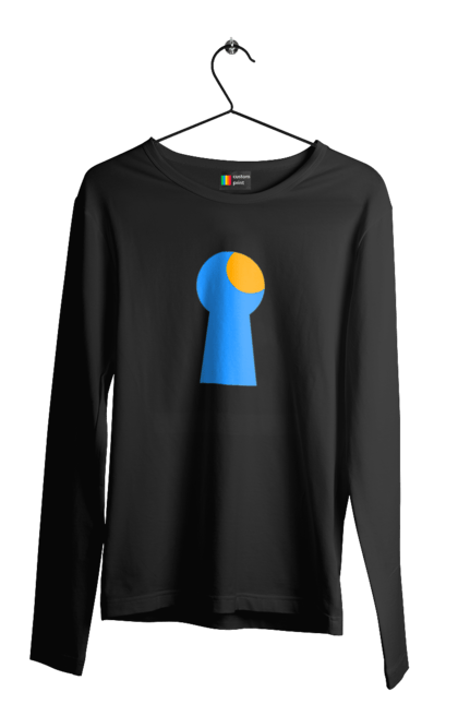 Men`s longsleeve with prints Замочная скважина. Castle, cleft, door, interest, key, light through, open the door, well. 2070702