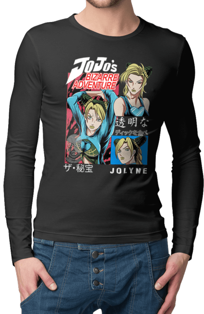 Men's longsleeve with prints JOJO Jolyne Cujoh. Anime, jojo, jojo`s bizarre adventure, jojo’s bizarre adventure, jolyne cujoh, manga. 2070702