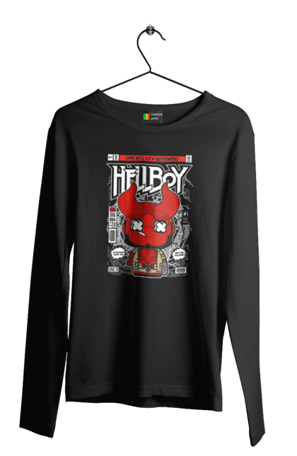 Чоловічій лонгслів з принтом "Hellboy". Дивуватися, диявола, комікси, комікси dc, пекельний хлопець, пекло, хлопчик. Funkotee