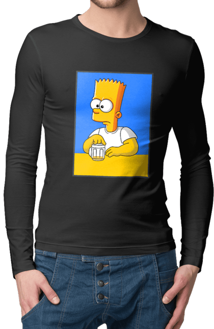Чоловічий лонгслів з принтом "Барт любитель пива". Барт, барт сімпсон, мультперсонажі, мультфільми, сімпсони, український прапор. 2070702