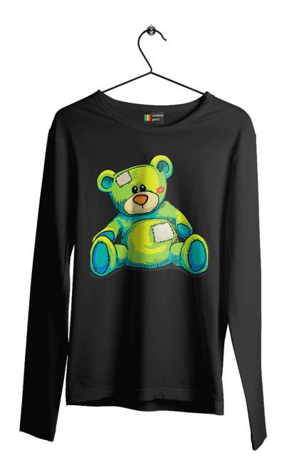 Men's longsleeve with prints Teddy bear. Animal, bear, gift, kisses, old, patches, teddy, teddy bear, toy, vintage. 2070702