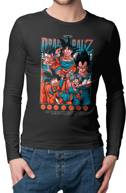 Чоловічій лонгслів з принтом "Перли дракона". Anime, dragon ball, goku, manga, vegeta, аніме, вегета, гоку, манга, перли дракона. 2070702