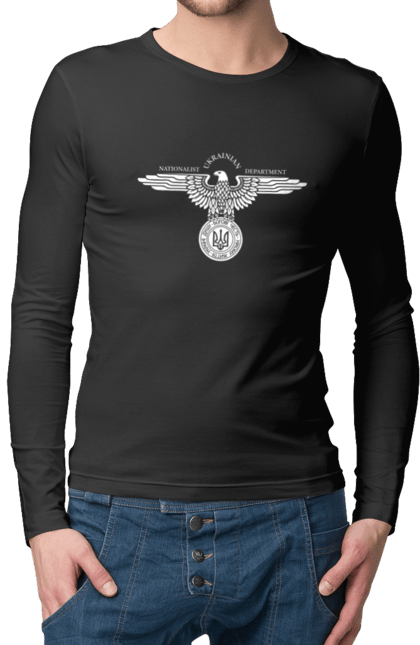 Чоловічий лонгслів з принтом "Орел і Тризуб". Герб, герб україни, орел, патріотичне, україна, українська символіка, українське. 2070702