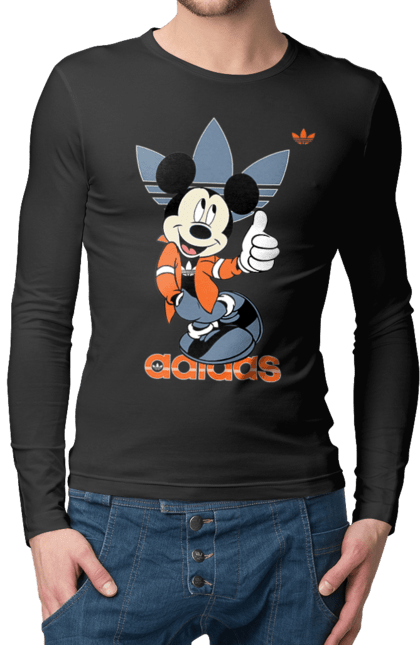 Чоловічій лонгслів з принтом "Adidas Міккі Маус". Adidas, mickey mouse, адідас, дісней, міккі, міккі маус, мультфільм. 2070702