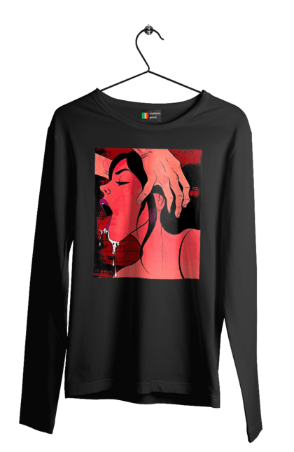 Чоловічий лонгслів з принтом "Дівчина Смокче Зі Слиною". Секс, смоктати. 2070702