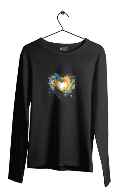 Men`s longsleeve with prints Patriot heart. Heart, patriotic, ukraine, ukrainian, ukrainian flag. 2070702