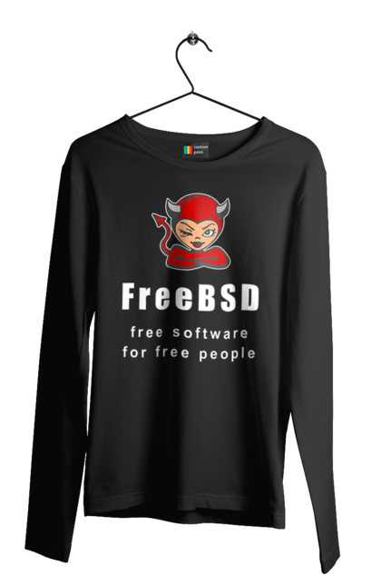 Чоловічий лонгслів з принтом "Freebsd Для Вільних". Bsd, freebsd, unix, адміністратор, айті, айтішник, безкоштовна, безкоштовно, бестія, білий, вільна, демон, демонесса, доступність, незалежність, операційна система, ос, програміст, програмне забезпечення, свобода, сисадмін, система, системний адміністратор, софт, текст, червоний. 2070702