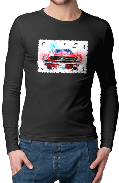 Чоловічий лонгслів з принтом "Автомобіль мустанг". Автомобіль мустанг, донати, допомога, дорога, колесо, конь, машина, мустанг, пейпел, україна. 2070702