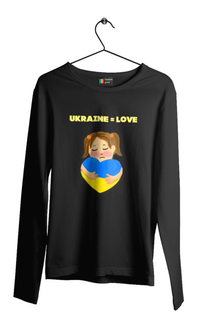 Чоловічій лонгслів з принтом "Ukraine = Love". Loveukraine, ua illustration, ukraine print, ukraine style, стильua. futbolka.stylus.ua