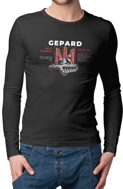 Чоловічий лонгслів з принтом "Gepard". F16, gepard, nasams, stinger, zuzana, гаубиця, два герби, залужний, сюзанна. 2070702