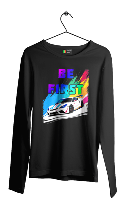 Чоловічий лонгслів з принтом "Гонка". Автомобільний, гонка, спортивна машина, спортивний автомобіль. 2070702