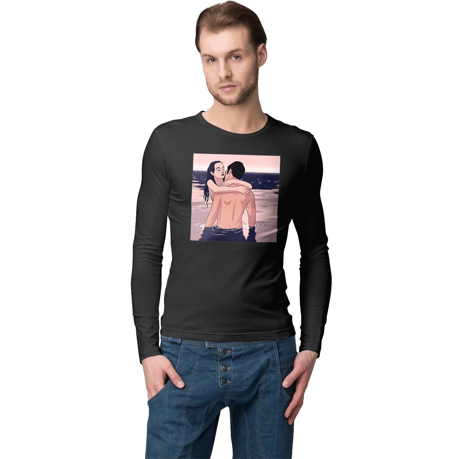 Couple Hugging In The River