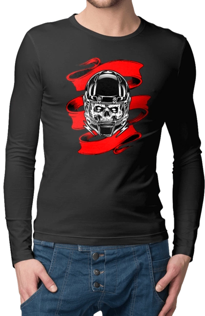 Skull in a motorcycle helmet