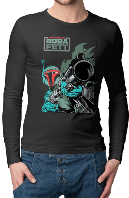 Чоловічій лонгслів з принтом "Боба Фетт". Boba fett, боба фетт, зоряні війни, клон, мисливець за головами. 2070702