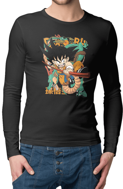 Men's longsleeve with prints Dragon Ball Son Goku. Anime, dragon ball, goku, manga, son goku, tv series. 2070702