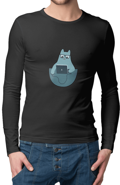 Чоловічий лонгслів з принтом "Кіт програміст". Angular, c, css, html, it, javascript, jquery, php, python, react, svelt, vue, айтишник, айті, гумор, код, кодувати, прогер, програміст, програмісти, ти ж, ти ж програміст, тиж програміст. 2070702