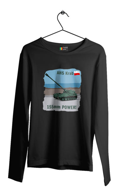 Чоловічий лонгслів з принтом "155mm Power! САУ Krab оливковий". Ahs krab, артилерія, гаубиця, краб, польща, сау. 2070702